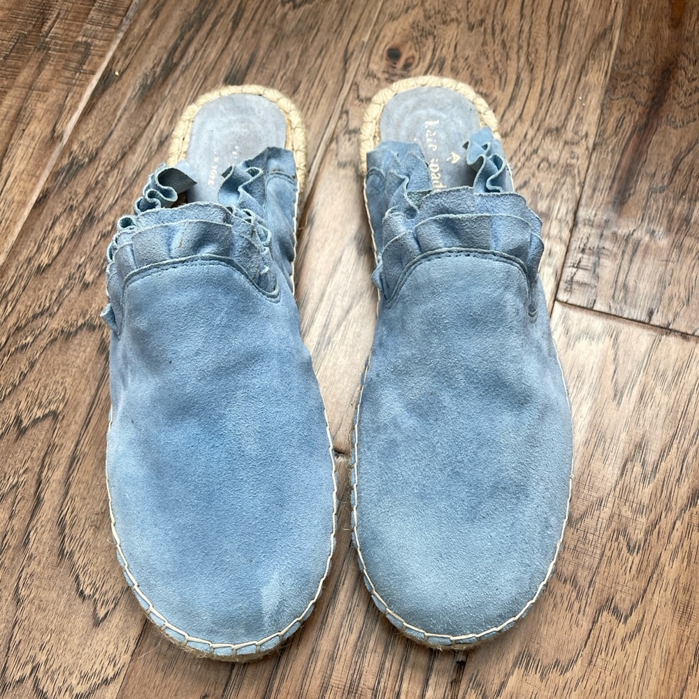 Kate Spade New York Laila Blue Bird Suede Espadrille Slip-On Mule Shoes 9.5 NWOT - Picture 6 of 10